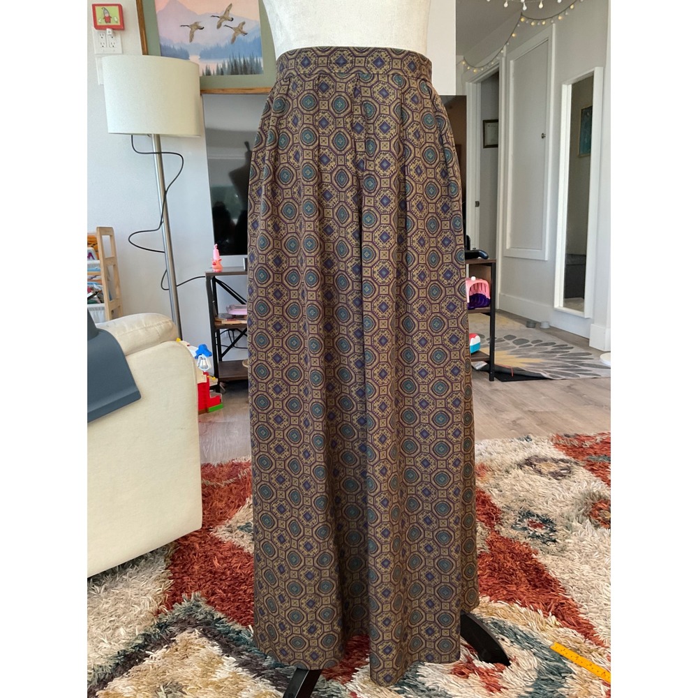 Frances & Rita 100% Silk Maxi Skirt Geometric Medallion Romance Gothic